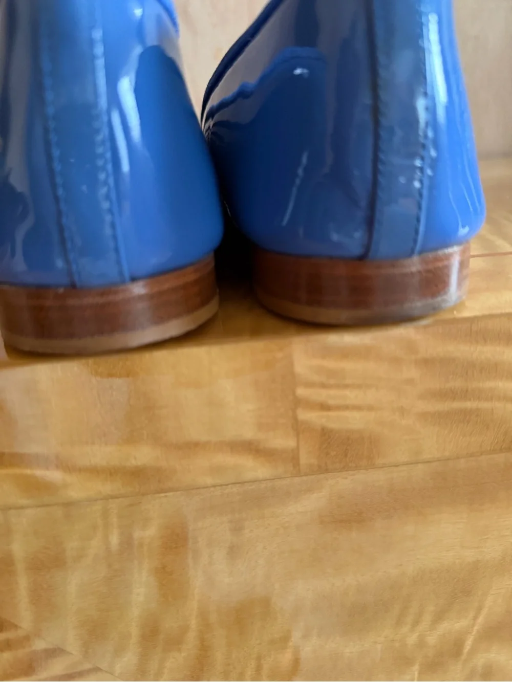 CHANEL Bright Blue Patent Leather Ballet Flats with Bow